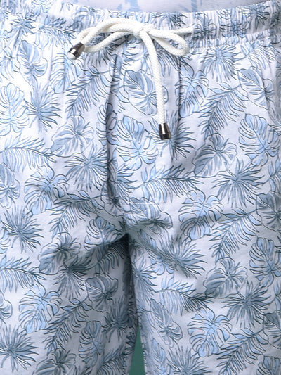 Blue Floral Print 100% Cotton Lounge Shorts-Boys Lounge Shorts-Crimsoune Club