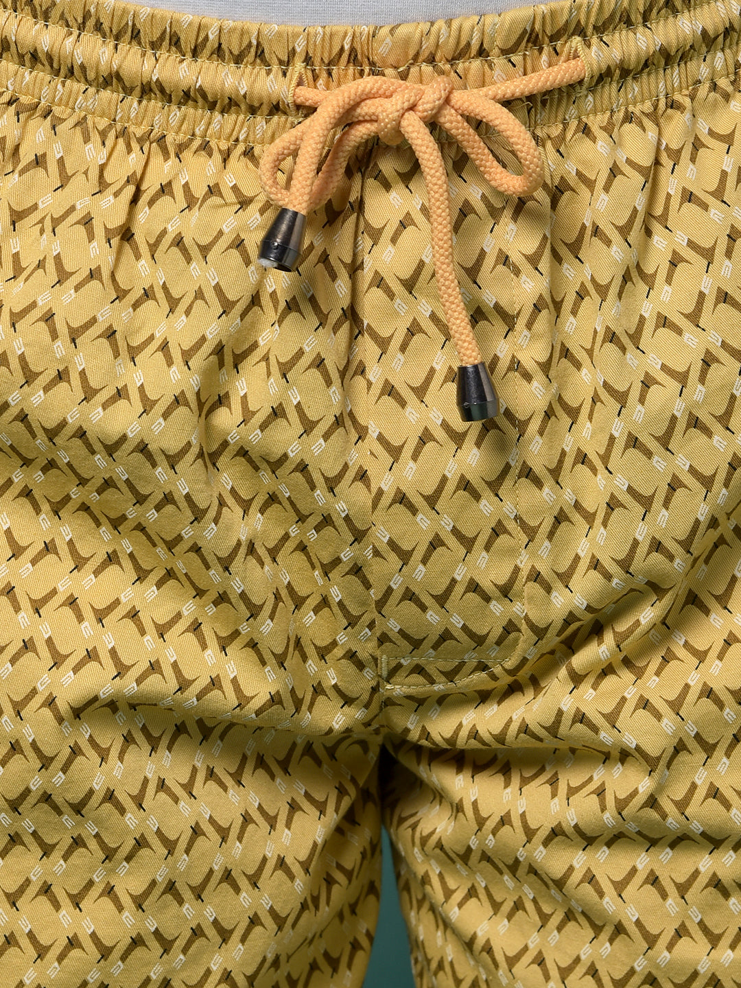 Yellow Printed 100% Cotton Lounge Shorts-Boys Lounge Shorts-Crimsoune Club