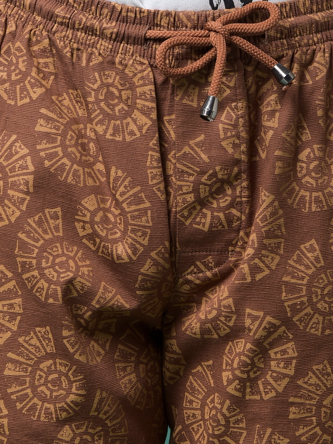 Brown Printed 100% Cotton Lounge Shorts-Boys Lounge Shorts-Crimsoune Club
