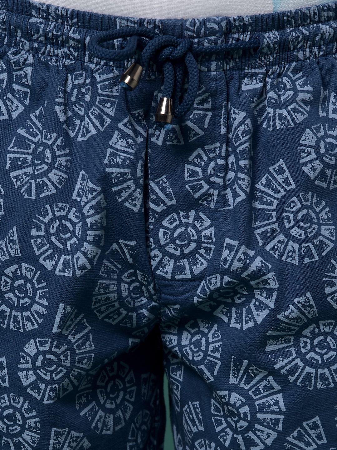 Navy Blue Printed 100% Cotton Lounge Shorts-Boys Lounge Shorts-Crimsoune Club
