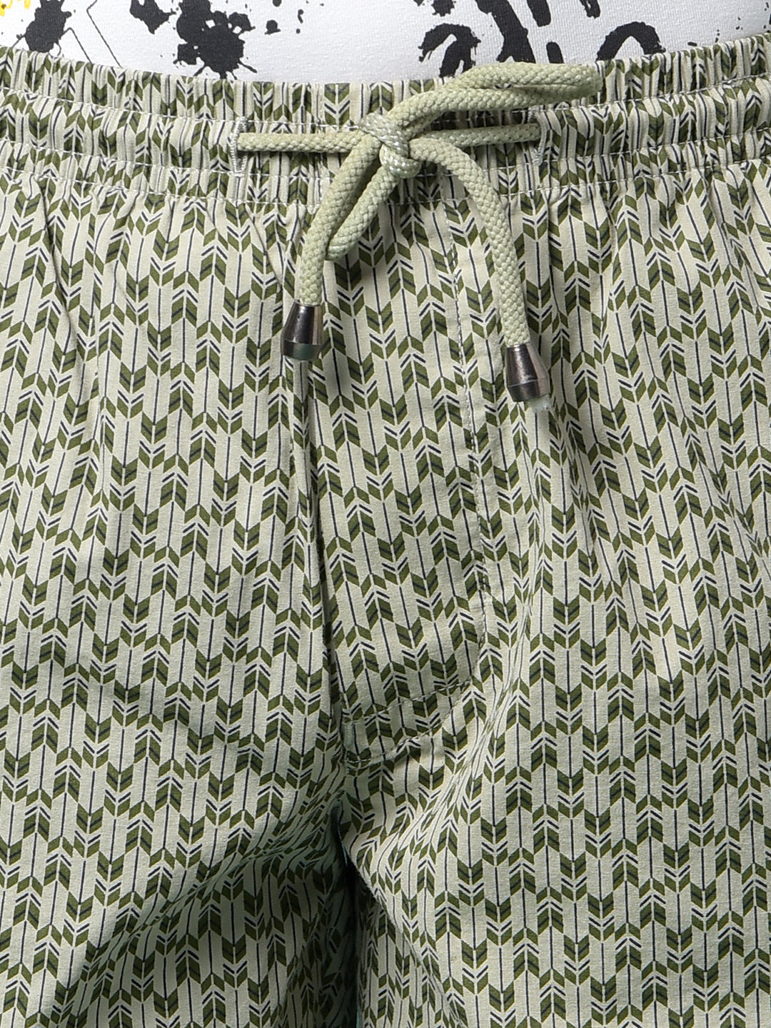 Olive Printed 100% Cotton Lounge Shorts-Boys Lounge Shorts-Crimsoune Club
