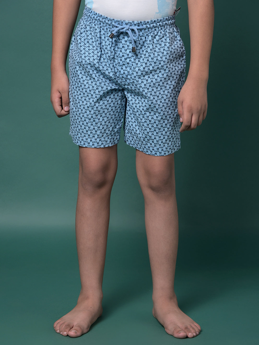 Blue Printed 100% Cotton Lounge Shorts-Boys Lounge Shorts-Crimsoune Club
