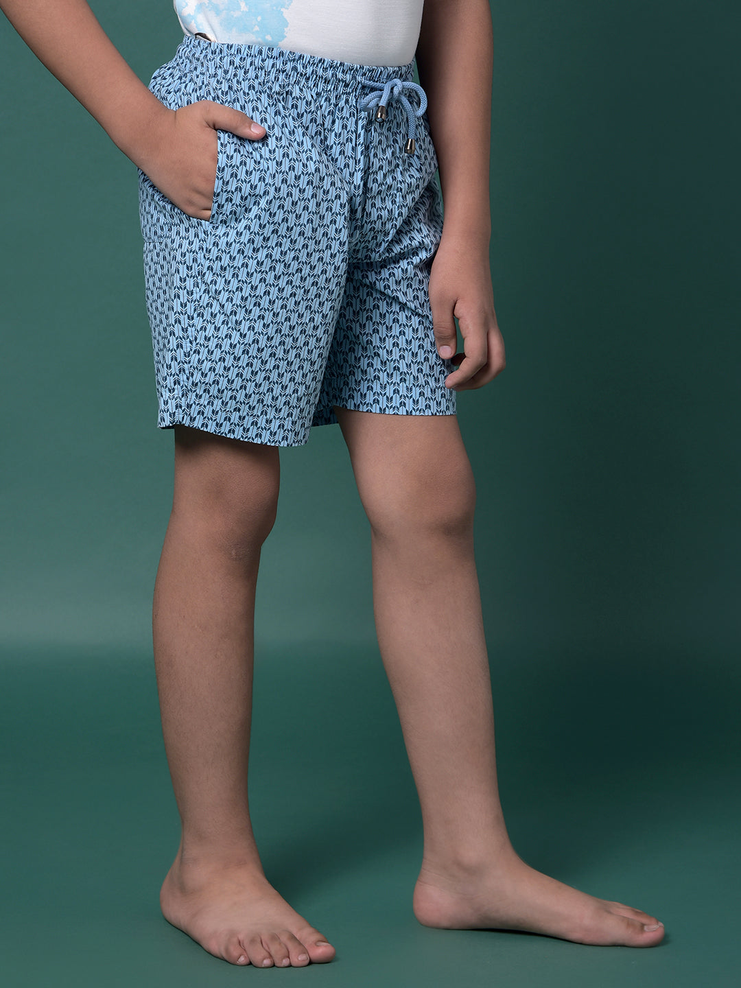 Blue Printed 100% Cotton Lounge Shorts-Boys Lounge Shorts-Crimsoune Club