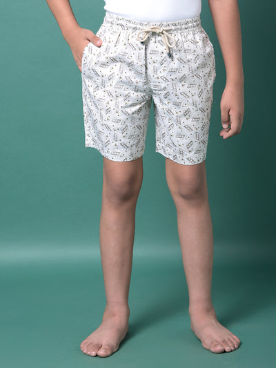 Beige Printed 100% Cotton Lounge Shorts-Boys Lounge Shorts-Crimsoune Club