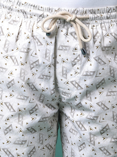 Beige Printed 100% Cotton Lounge Shorts-Boys Lounge Shorts-Crimsoune Club