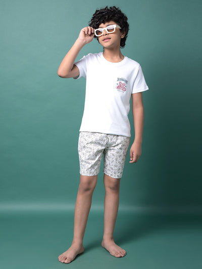 Beige Printed 100% Cotton Lounge Shorts-Boys Lounge Shorts-Crimsoune Club