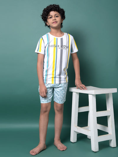 Green Printed 100% Cotton Lounge Shorts-Boys Lounge Shorts-Crimsoune Club