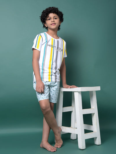 Green Printed 100% Cotton Lounge Shorts-Boys Lounge Shorts-Crimsoune Club