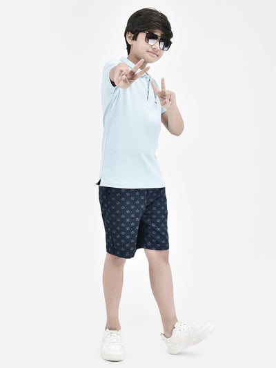 Floral Print Navy Blue Shorts-Boys Shorts-Crimsoune Club