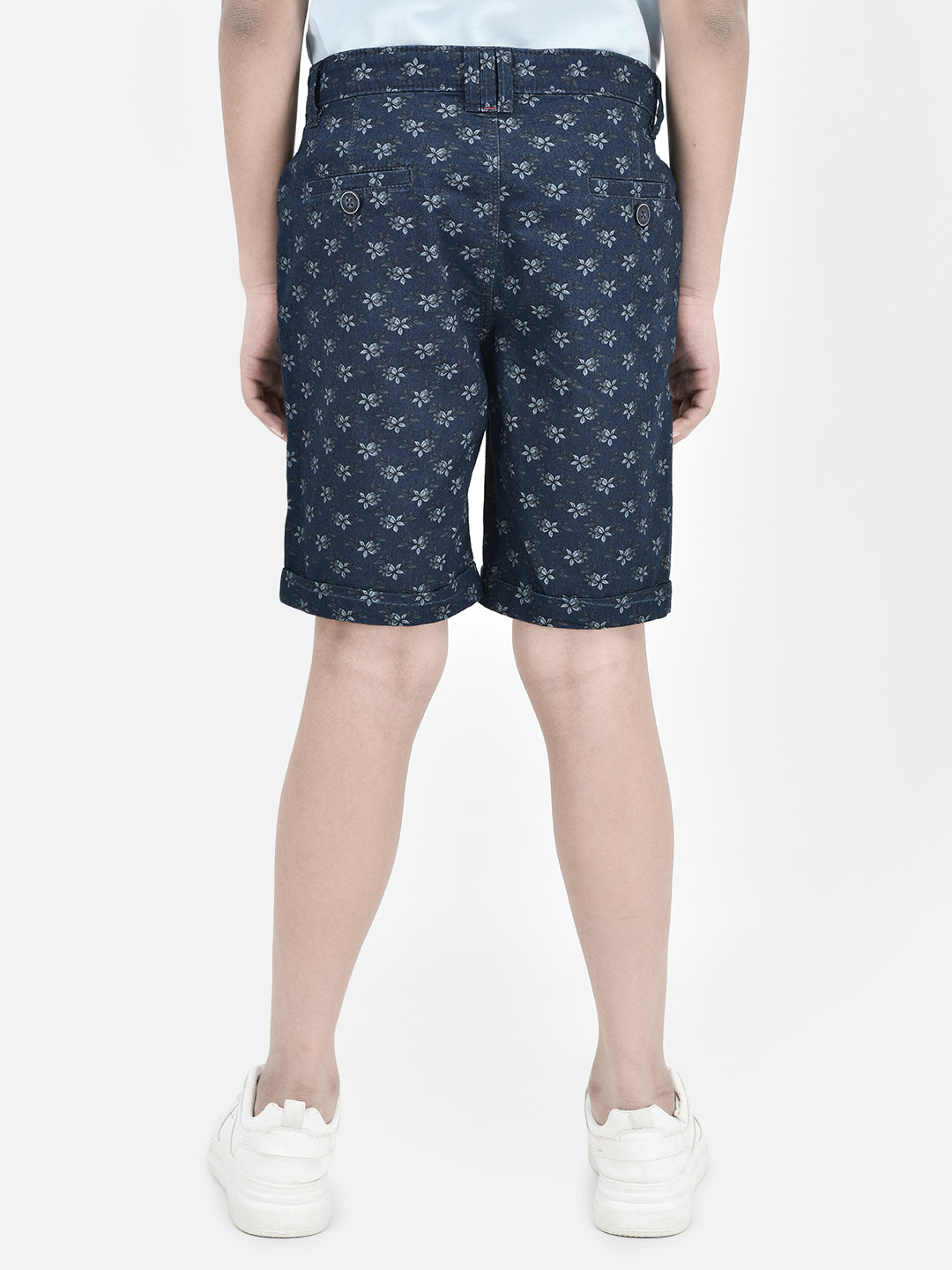 Floral Print Navy Blue Shorts-Boys Shorts-Crimsoune Club