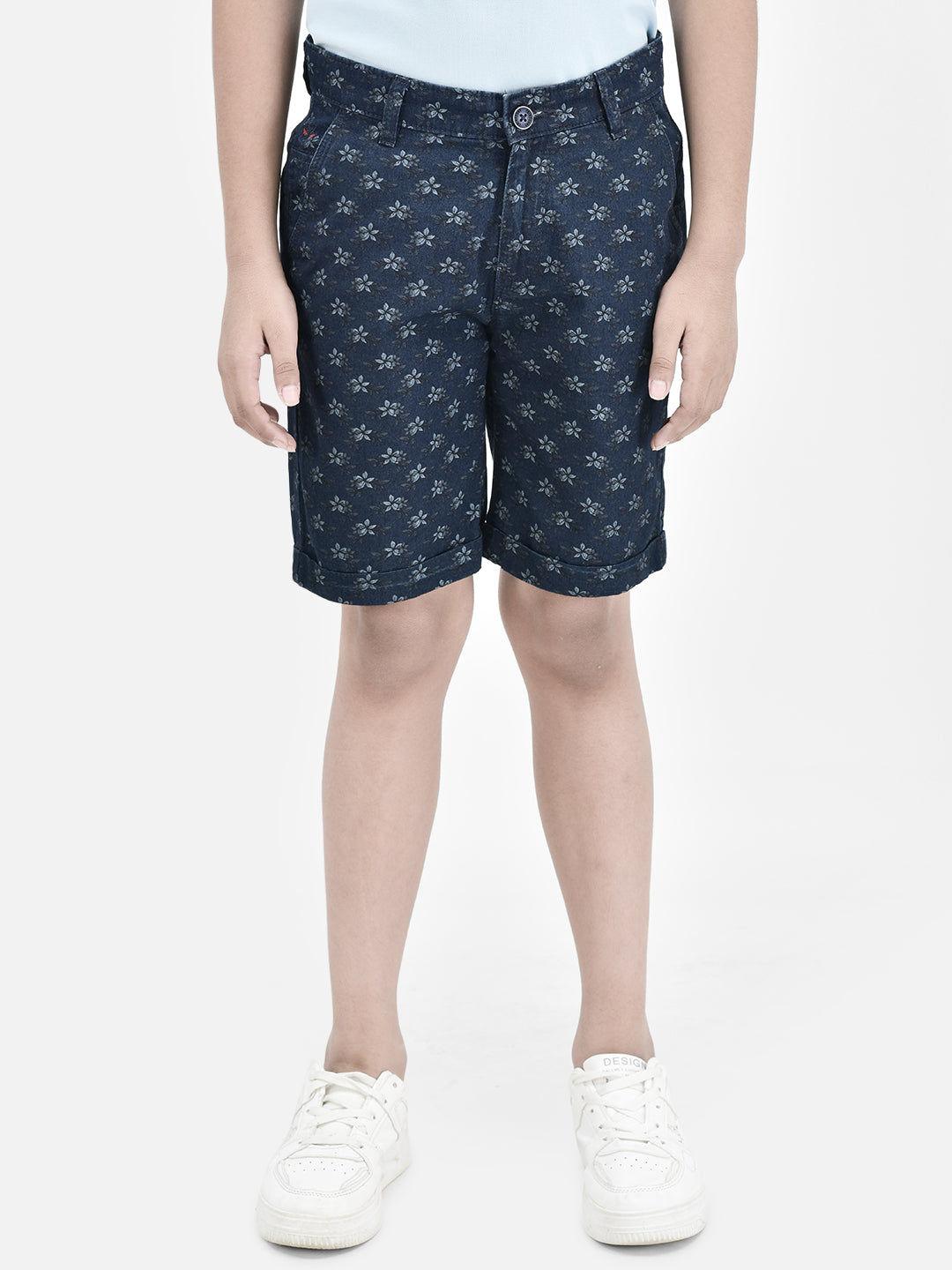Floral Print Navy Blue Shorts-Boys Shorts-Crimsoune Club