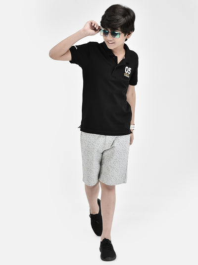 Printed Grey Shorts-Boys Shorts-Crimsoune Club