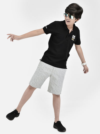 Printed Grey Shorts-Boys Shorts-Crimsoune Club