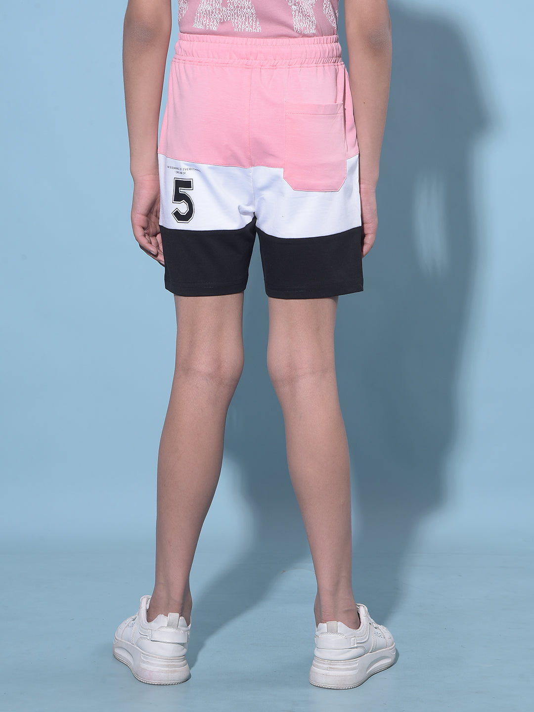 Pink Color Blocked Cotton Shorts-Boys Shorts-Crimsoune Club