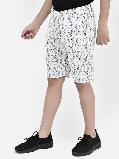 Floral Print White Shorts-Boys Shorts-Crimsoune Club