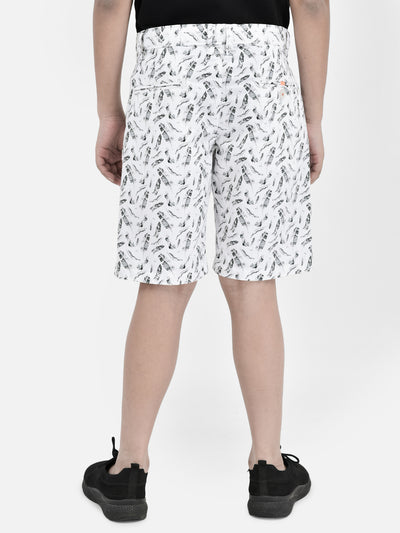 Floral Print White Shorts-Boys Shorts-Crimsoune Club