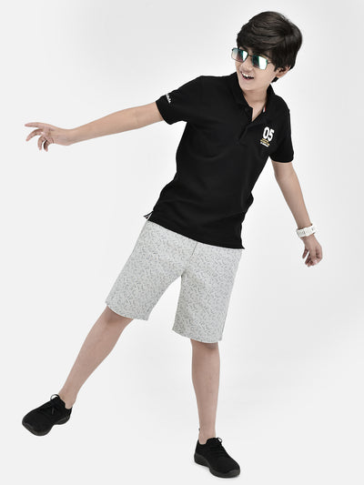 Floral Print White Shorts-Boys Shorts-Crimsoune Club