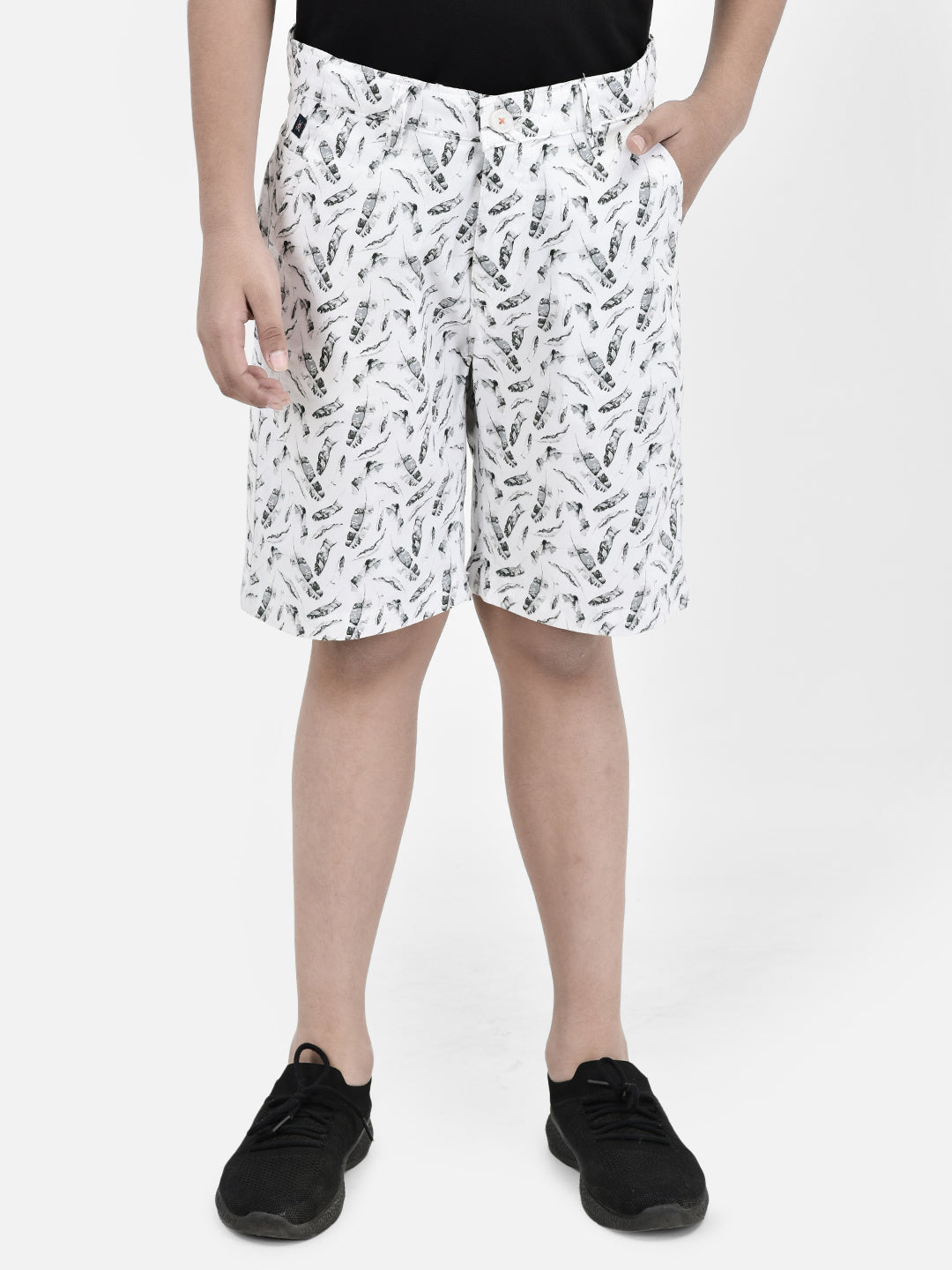 Floral Print White Shorts-Boys Shorts-Crimsoune Club