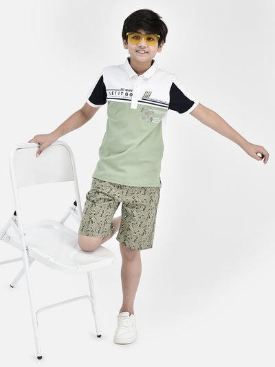 Floral Print Olive Shorts-Boys Shorts-Crimsoune Club