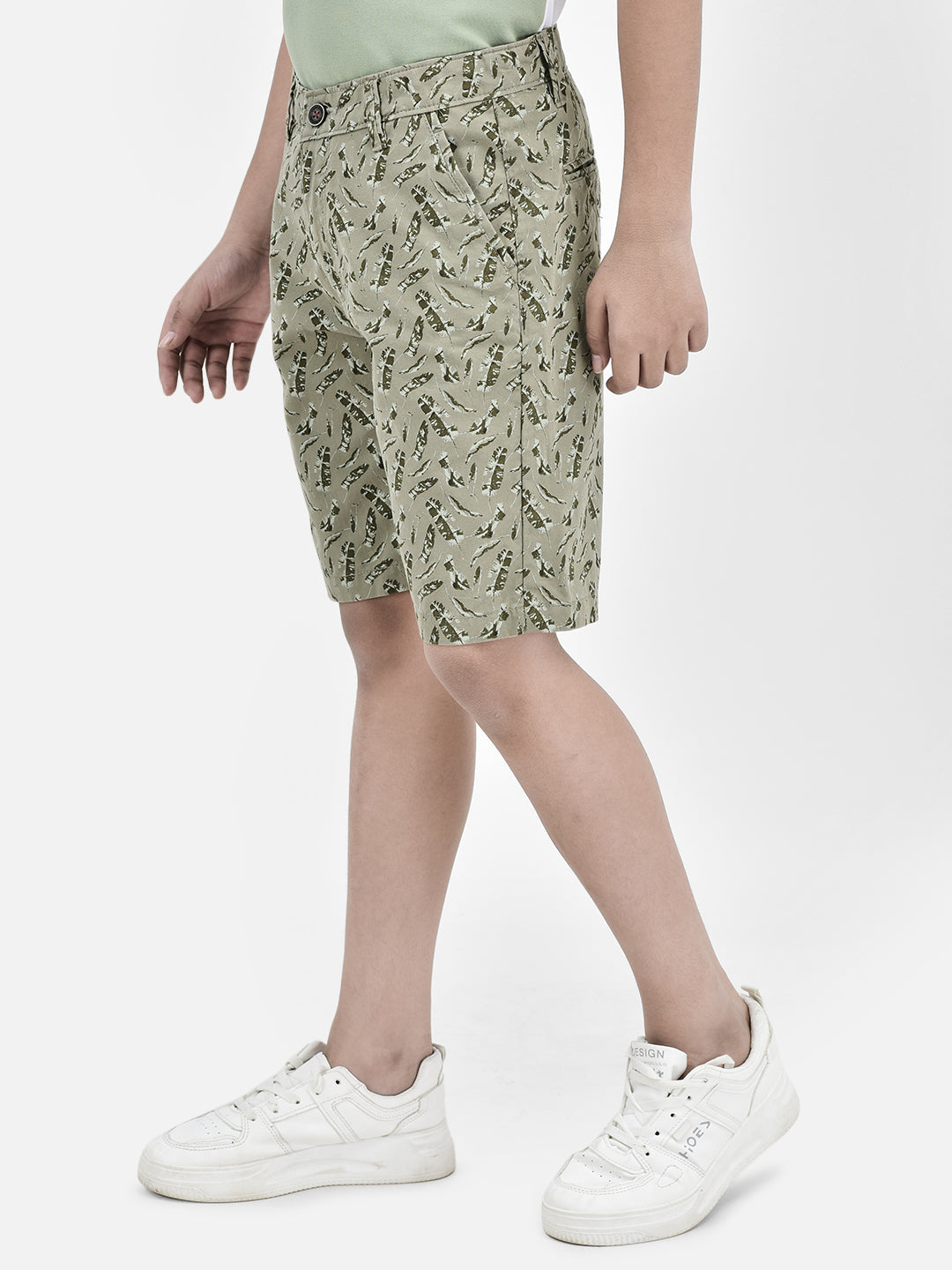 Floral Print Olive Shorts-Boys Shorts-Crimsoune Club