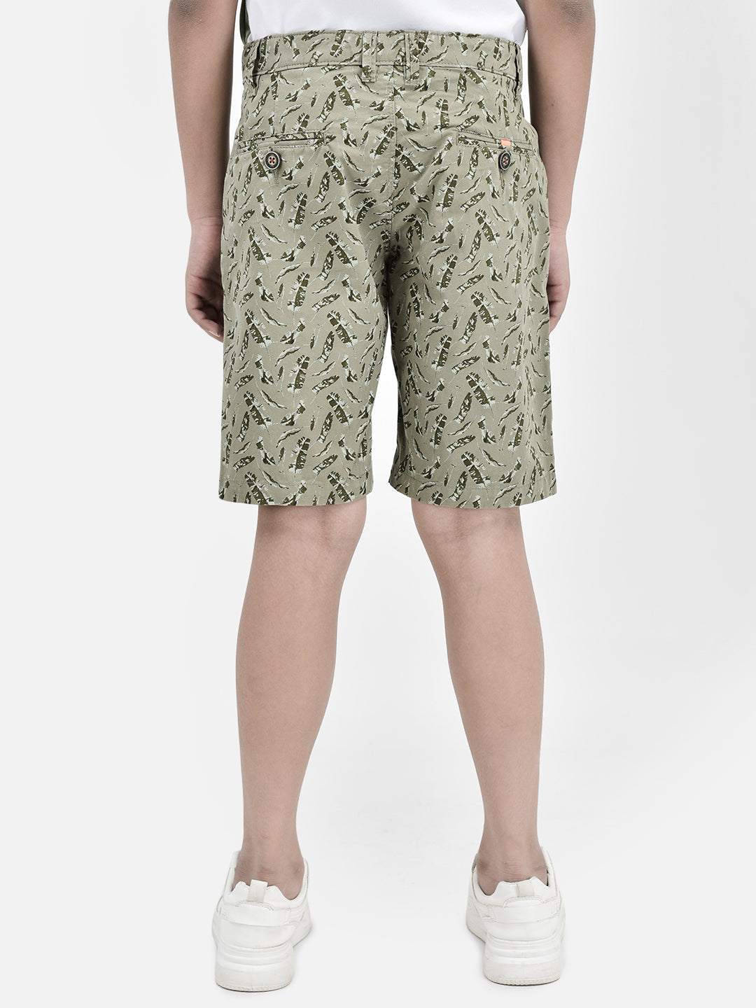 Floral Print Olive Shorts-Boys Shorts-Crimsoune Club