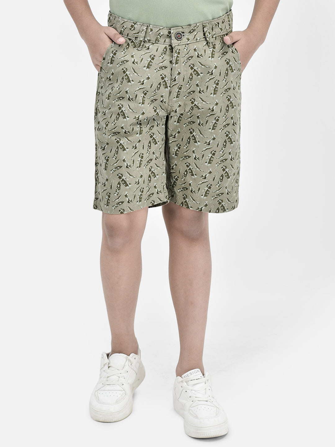 Floral Print Olive Shorts-Boys Shorts-Crimsoune Club