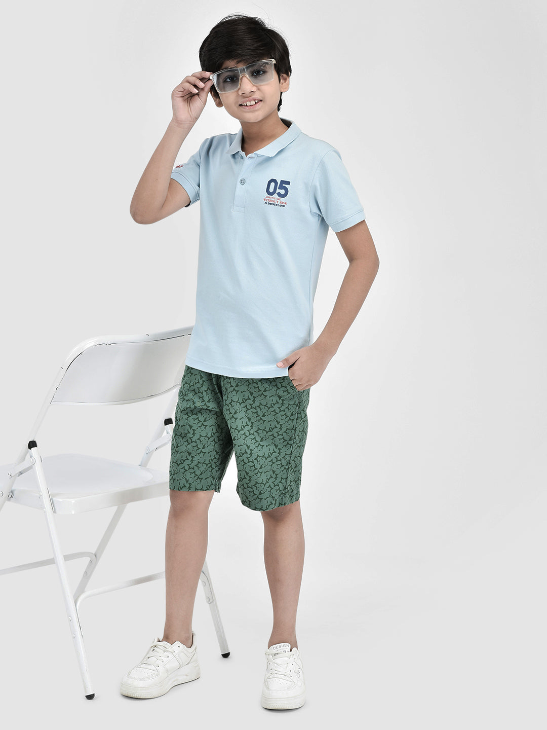 Printed Green Shorts-Boys Shorts-Crimsoune Club