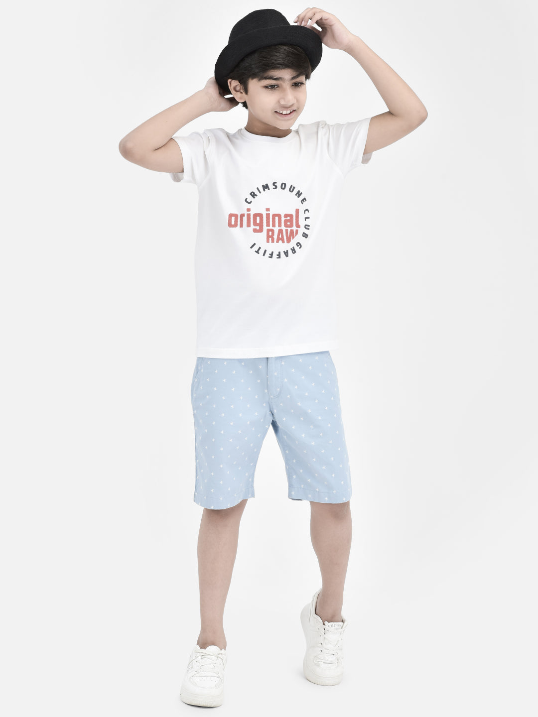 Printed Blue Shorts-Boys Shorts-Crimsoune Club