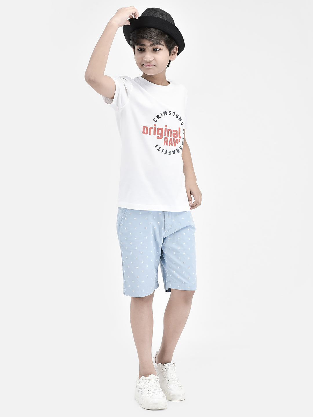 Printed Blue Shorts-Boys Shorts-Crimsoune Club