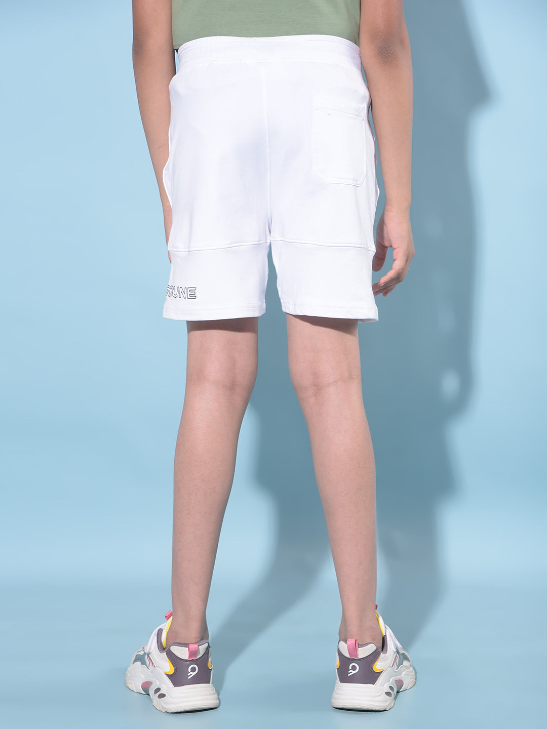 White Typographic Printed Shorts-Boys Shorts-Crimsoune Club
