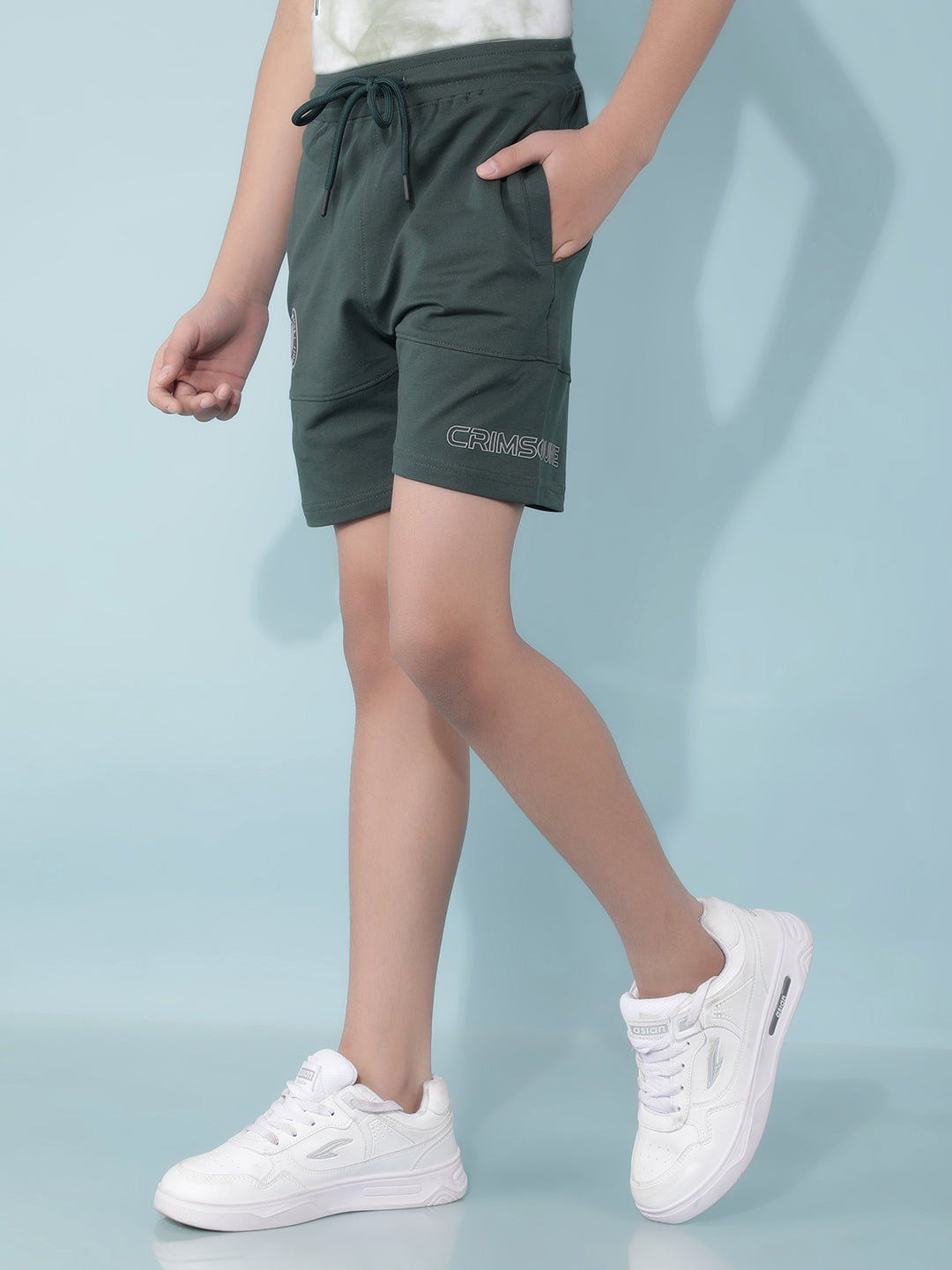Olive Color-Blocked Shorts-Boys Shorts-Crimsoune Club