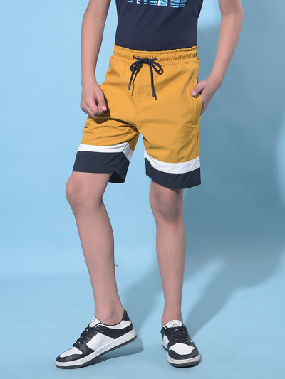 Mustard Color-Blocked Shorts-Boys Shorts-Crimsoune Club