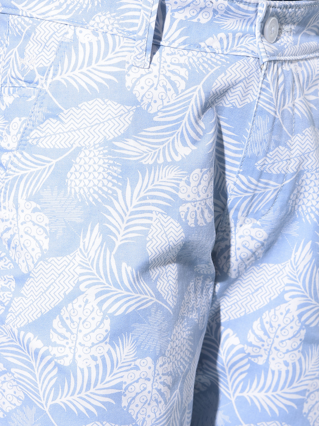 Blue Floral Print 100% Cotton Shorts-Boys Shorts-Crimsoune Club