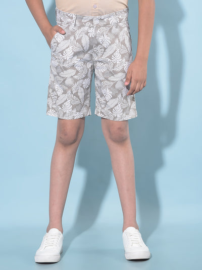 Olive Floral Print 100% Cotton Shorts-Boys Shorts-Crimsoune Club