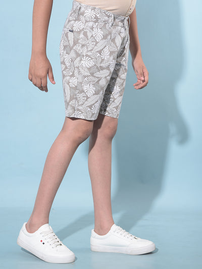 Olive Floral Print 100% Cotton Shorts-Boys Shorts-Crimsoune Club