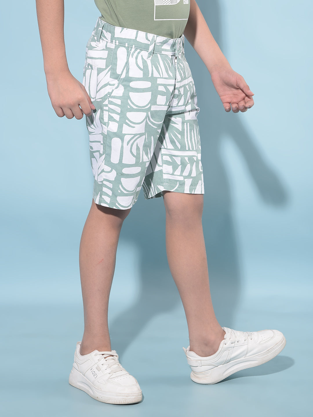 Green Printed 100% Cotton Shorts-Boys Shorts-Crimsoune Club