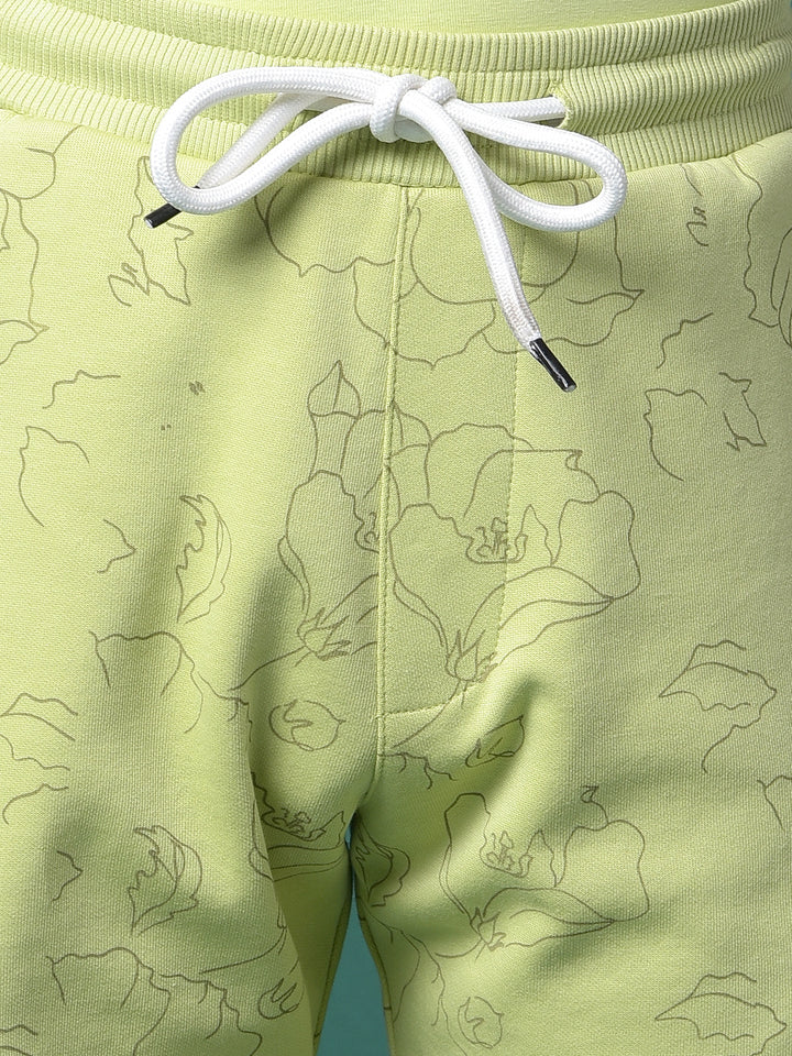 Green Floral Print Shorts-Boys Shorts-Crimsoune Club