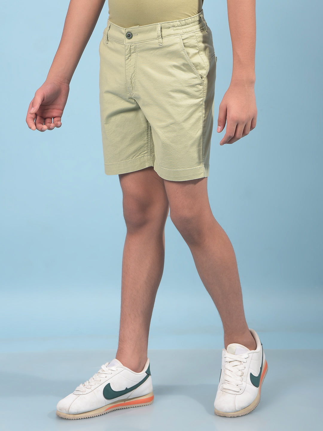 Green Cotton Shorts-Boys Shorts-Crimsoune Club