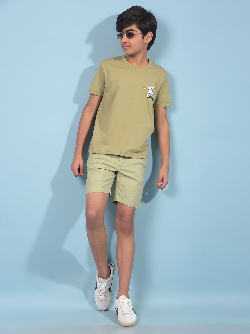 Green Cotton Shorts-Boys Shorts-Crimsoune Club