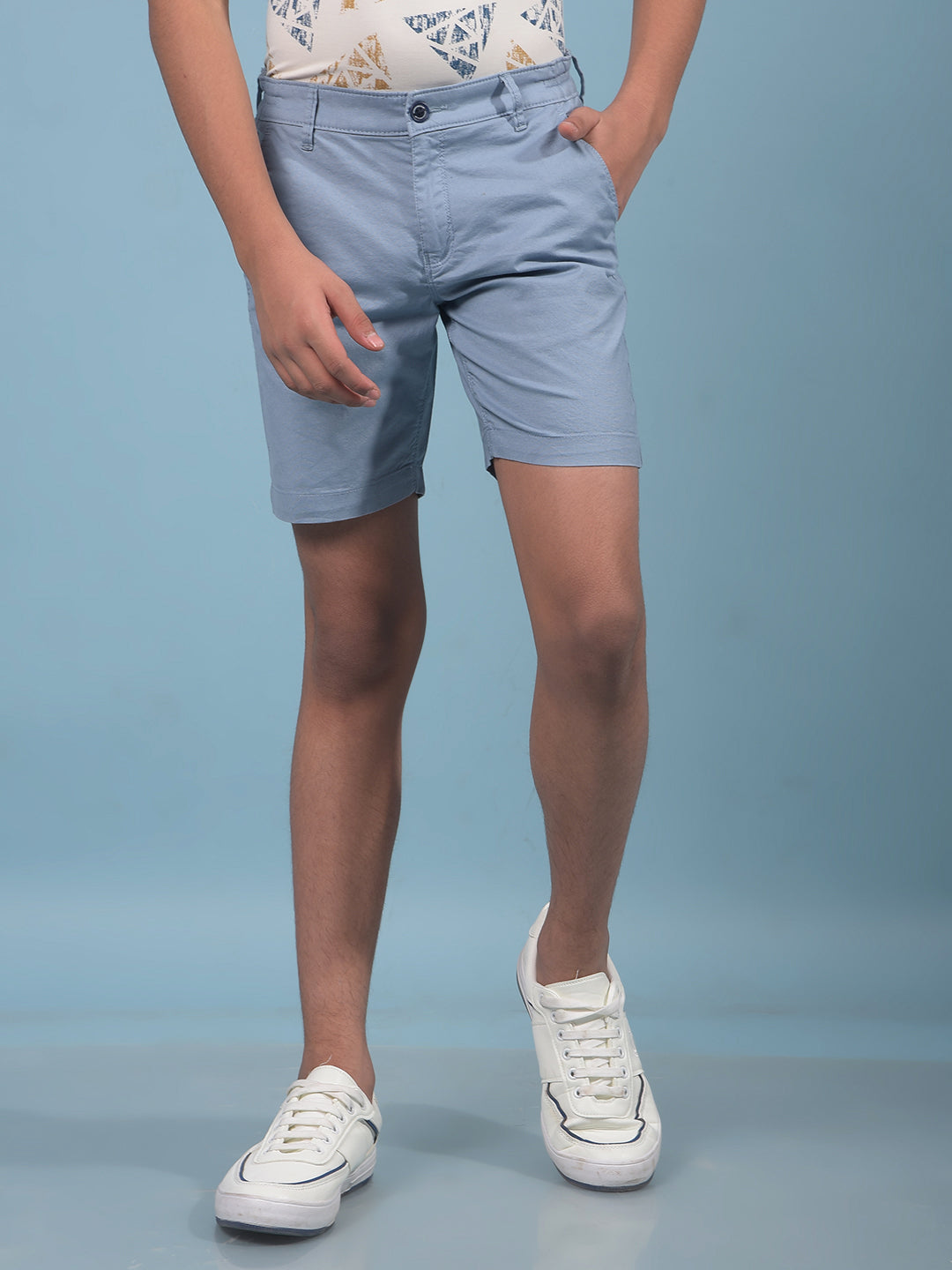 Blue Cotton Shorts-Boys Shorts-Crimsoune Club