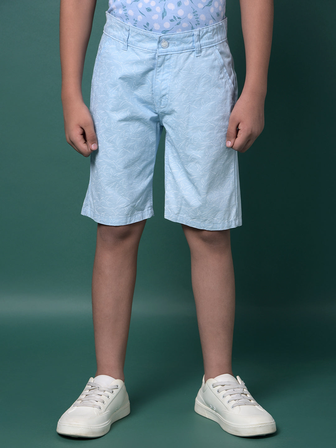 Blue Printed 100% Cotton Shorts-Boys Shorts-Crimsoune Club