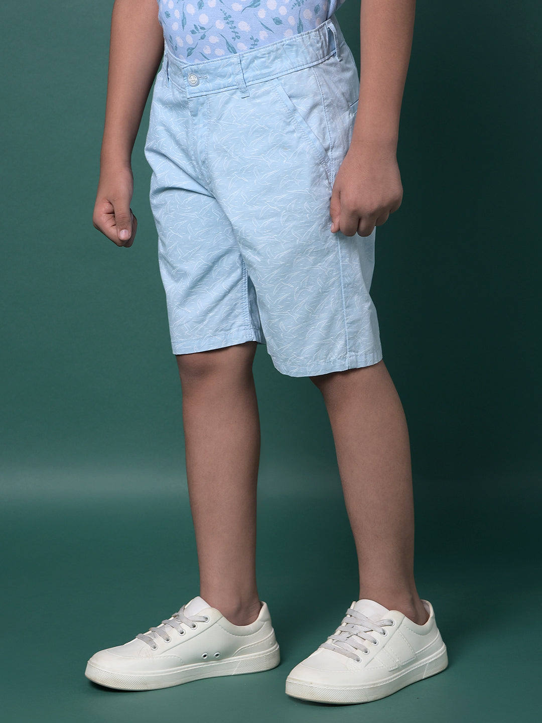 Blue Printed 100% Cotton Shorts-Boys Shorts-Crimsoune Club