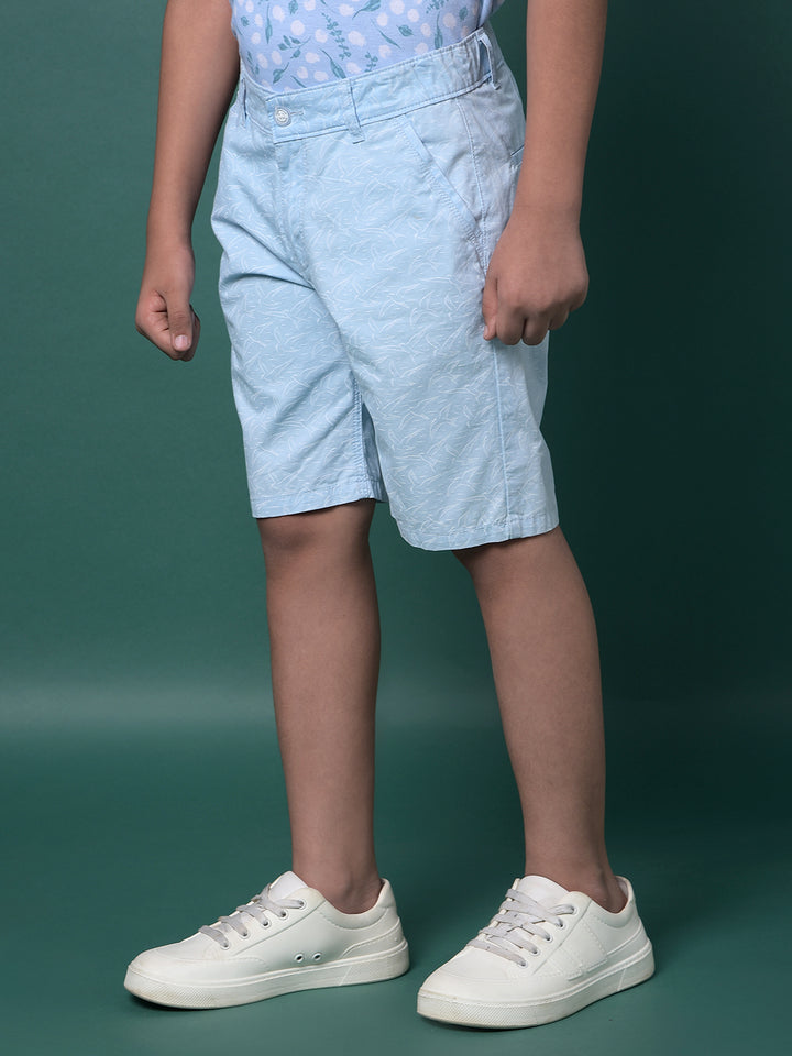 Blue Printed 100% Cotton Shorts-Boys Shorts-Crimsoune Club