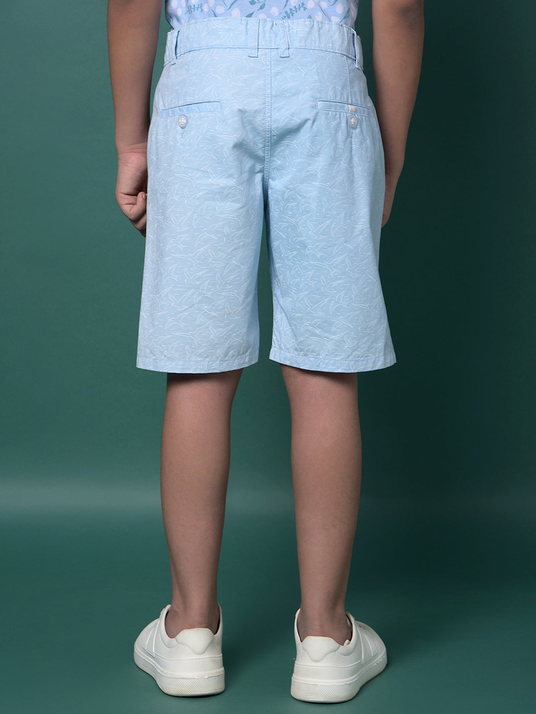 Blue Printed 100% Cotton Shorts-Boys Shorts-Crimsoune Club
