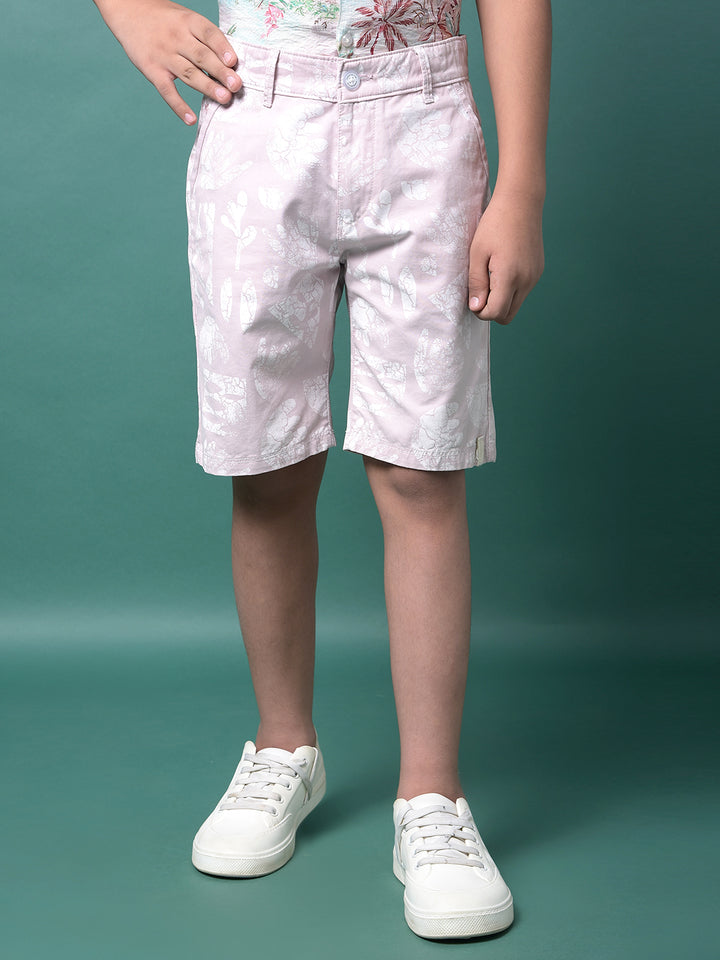 Purple Printed 100% Cotton Shorts-Boys Shorts-Crimsoune Club
