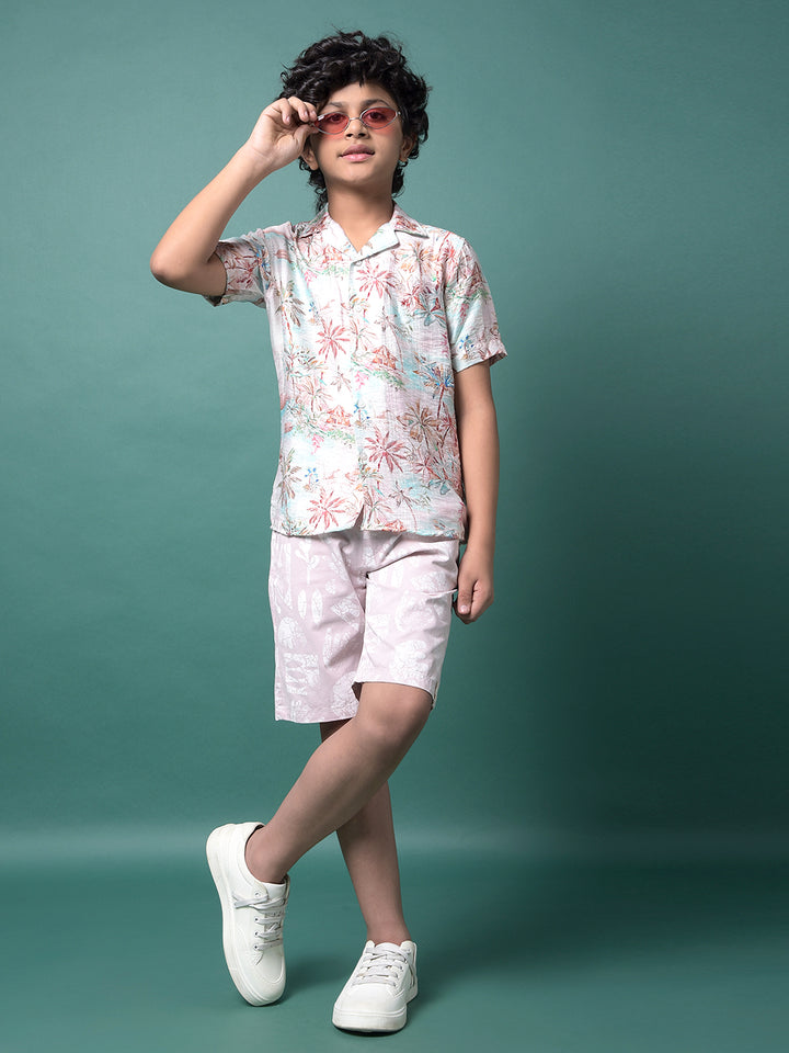 Purple Printed 100% Cotton Shorts-Boys Shorts-Crimsoune Club