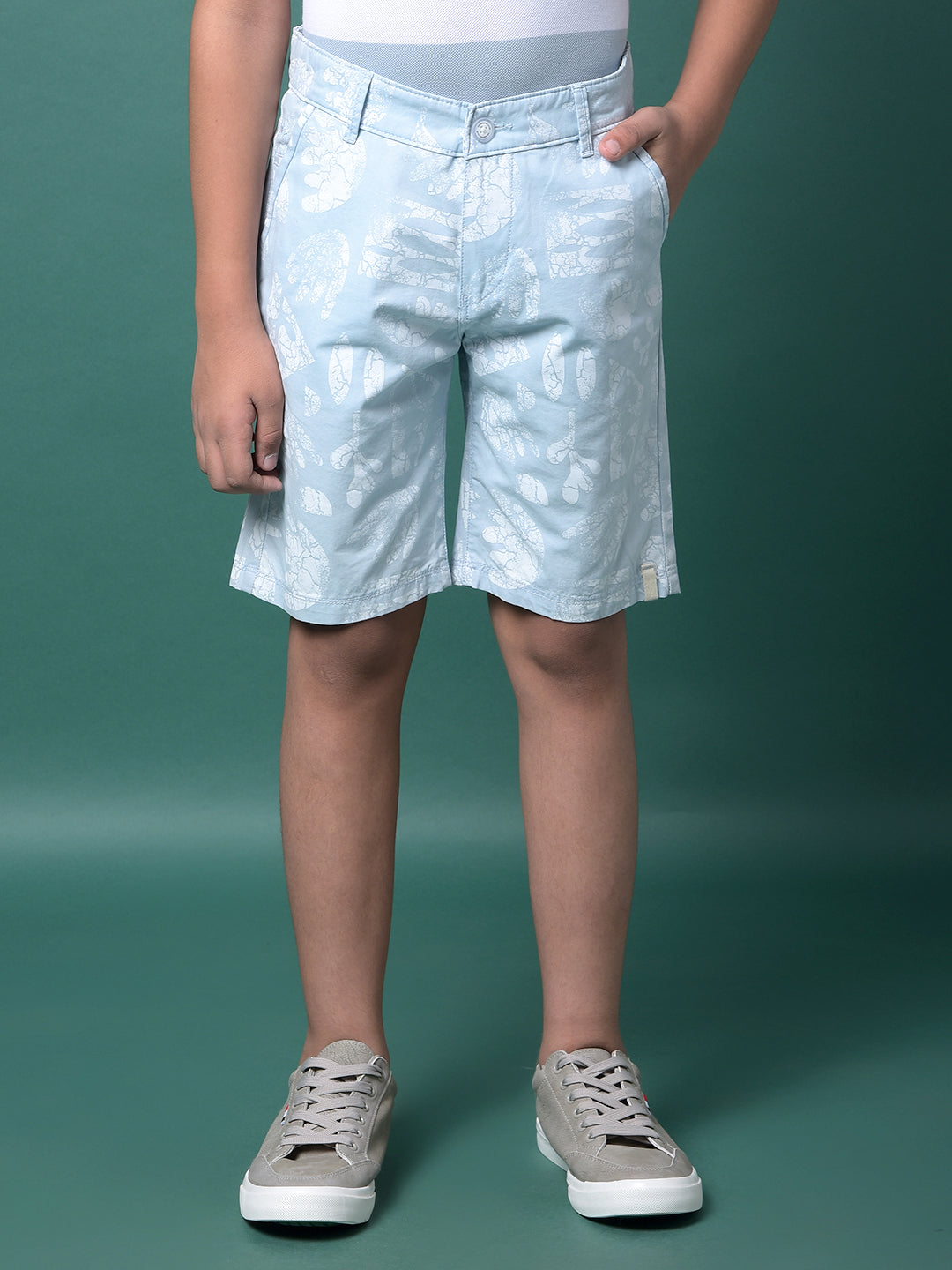Blue Printed 100% Cotton Shorts-Boys Shorts-Crimsoune Club