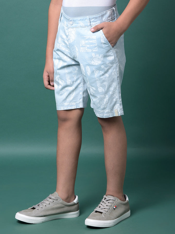 Blue Printed 100% Cotton Shorts-Boys Shorts-Crimsoune Club