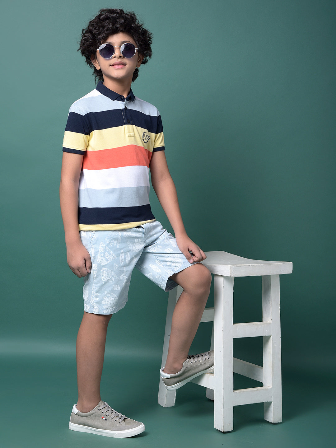 Blue Printed 100% Cotton Shorts-Boys Shorts-Crimsoune Club