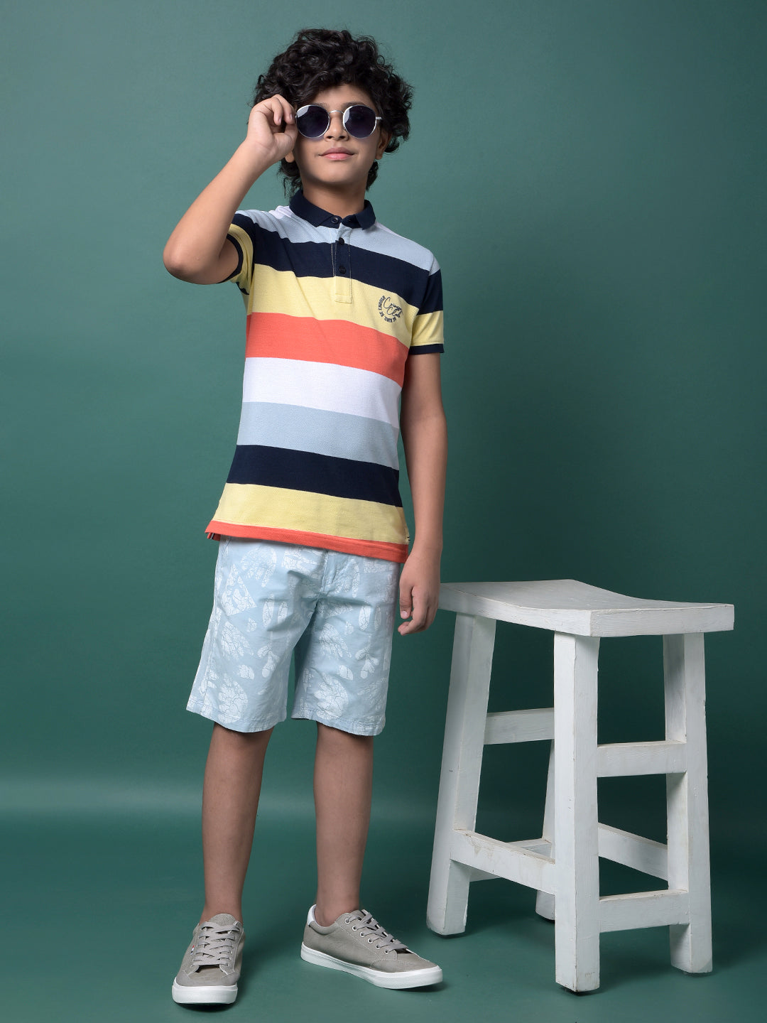 Blue Printed 100% Cotton Shorts-Boys Shorts-Crimsoune Club
